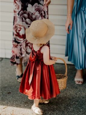 Azazie Burgundy Satin Bow-Back Dress